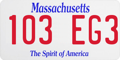 MA license plate 103EG3