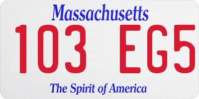 MA license plate 103EG5