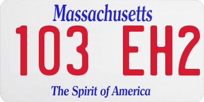 MA license plate 103EH2