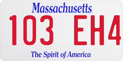 MA license plate 103EH4