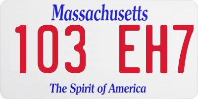 MA license plate 103EH7