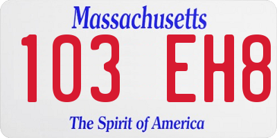 MA license plate 103EH8