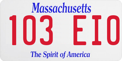 MA license plate 103EI0