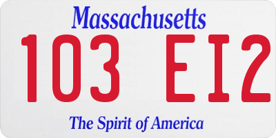 MA license plate 103EI2