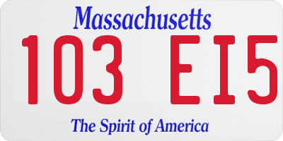 MA license plate 103EI5