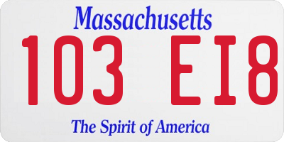 MA license plate 103EI8