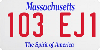MA license plate 103EJ1