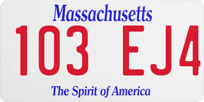 MA license plate 103EJ4