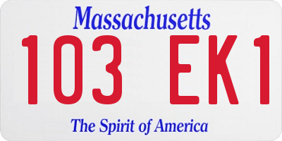 MA license plate 103EK1