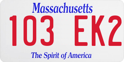 MA license plate 103EK2