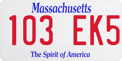 MA license plate 103EK5