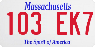 MA license plate 103EK7