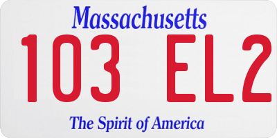 MA license plate 103EL2
