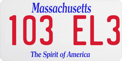 MA license plate 103EL3