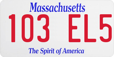 MA license plate 103EL5