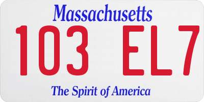 MA license plate 103EL7