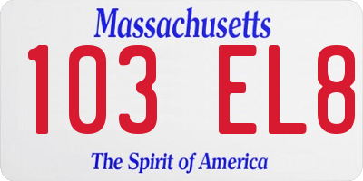 MA license plate 103EL8