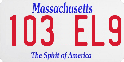 MA license plate 103EL9