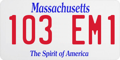 MA license plate 103EM1