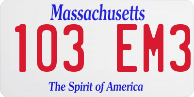 MA license plate 103EM3