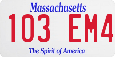 MA license plate 103EM4