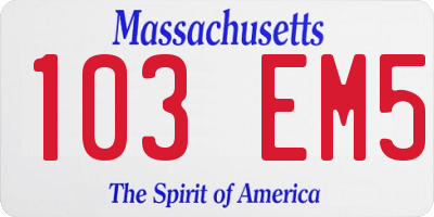 MA license plate 103EM5