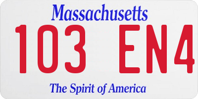 MA license plate 103EN4
