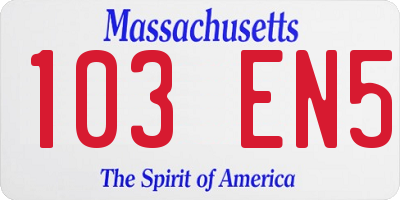MA license plate 103EN5