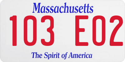 MA license plate 103EO2