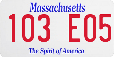 MA license plate 103EO5