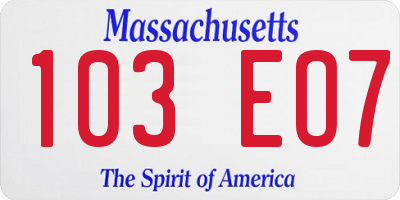 MA license plate 103EO7