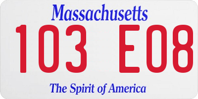 MA license plate 103EO8