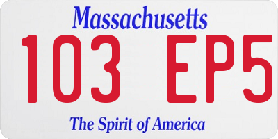 MA license plate 103EP5