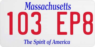 MA license plate 103EP8