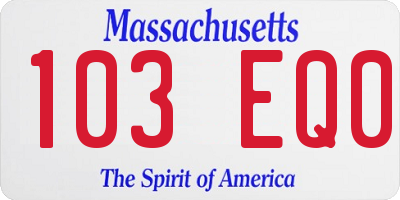 MA license plate 103EQ0