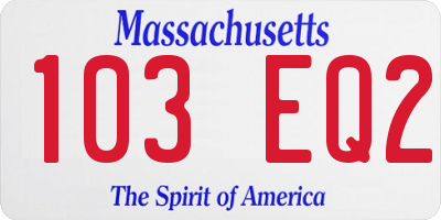 MA license plate 103EQ2
