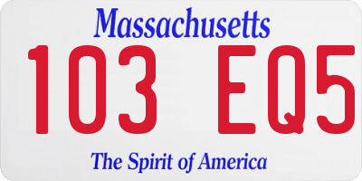 MA license plate 103EQ5