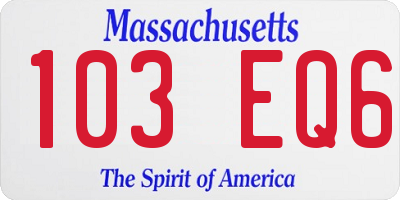 MA license plate 103EQ6