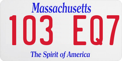 MA license plate 103EQ7