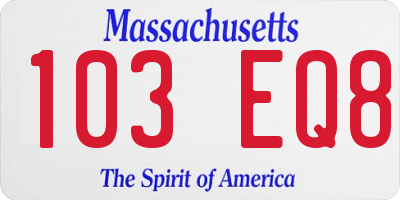 MA license plate 103EQ8