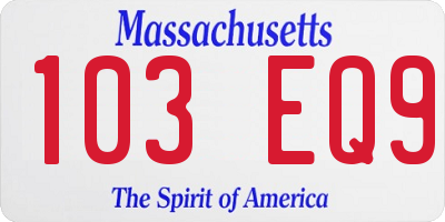 MA license plate 103EQ9