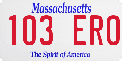 MA license plate 103ER0