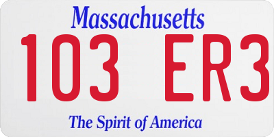 MA license plate 103ER3