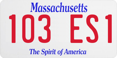 MA license plate 103ES1