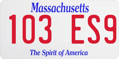 MA license plate 103ES9