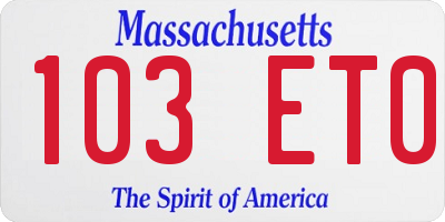 MA license plate 103ET0