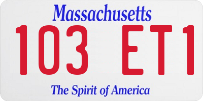 MA license plate 103ET1