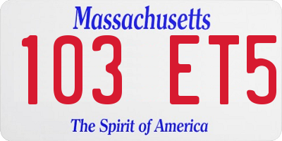 MA license plate 103ET5