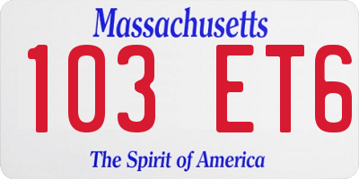 MA license plate 103ET6