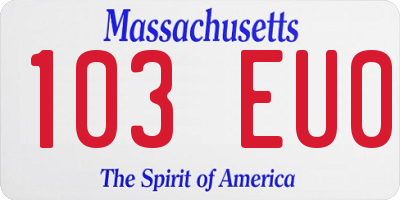 MA license plate 103EU0